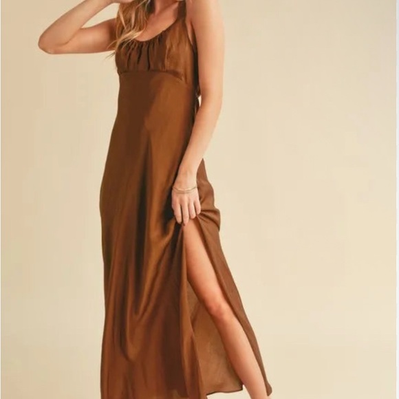 Dresses & Skirts - Brown Maxi Dress with Side Slit